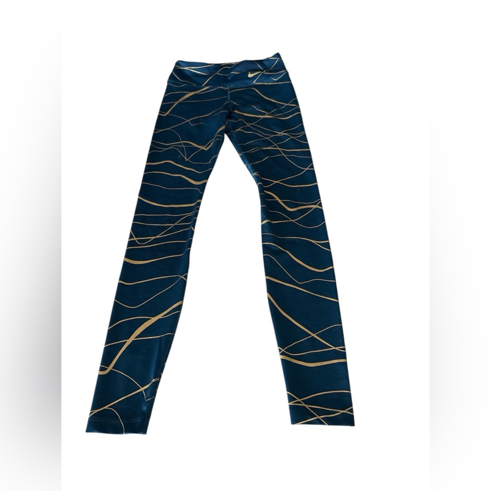 NIKE DRI FIT ICON CLASH FAST WOMEN'S RUNNING TIGHTS BLUE/GOLD - Picture 4 of 5